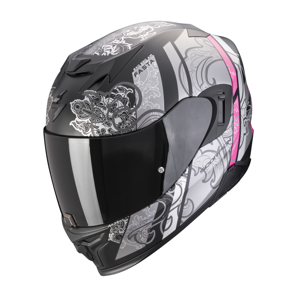 Immagine di CASCO EXO-520 EVO AIR FASTA MATT BLACK-SILVER-PINK SCORPION