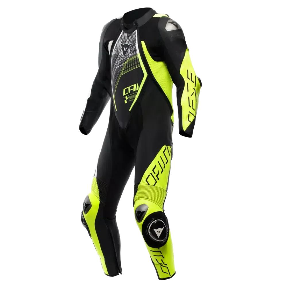 Immagine di TUTA IN PELLE AUDAX D-ZIP 1PC PERF. DAINESE BLACK YELLOW