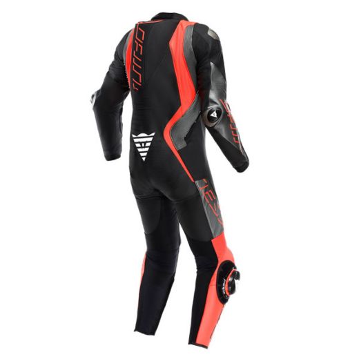Immagine di TUTA IN PELLE AUDAX D-ZIP 1PC PERF. DAINESE BLACK FLUO RED