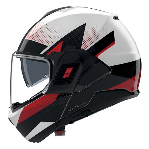 Immagine di CASCO N120-1 CICLONE 363 BIANCO NERO ROSSO NOLAN