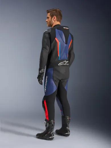 Immagine di TUTA IN PELLE GP FORCE V2 1 PEZZO BLU ROSSO ALPINESTARS