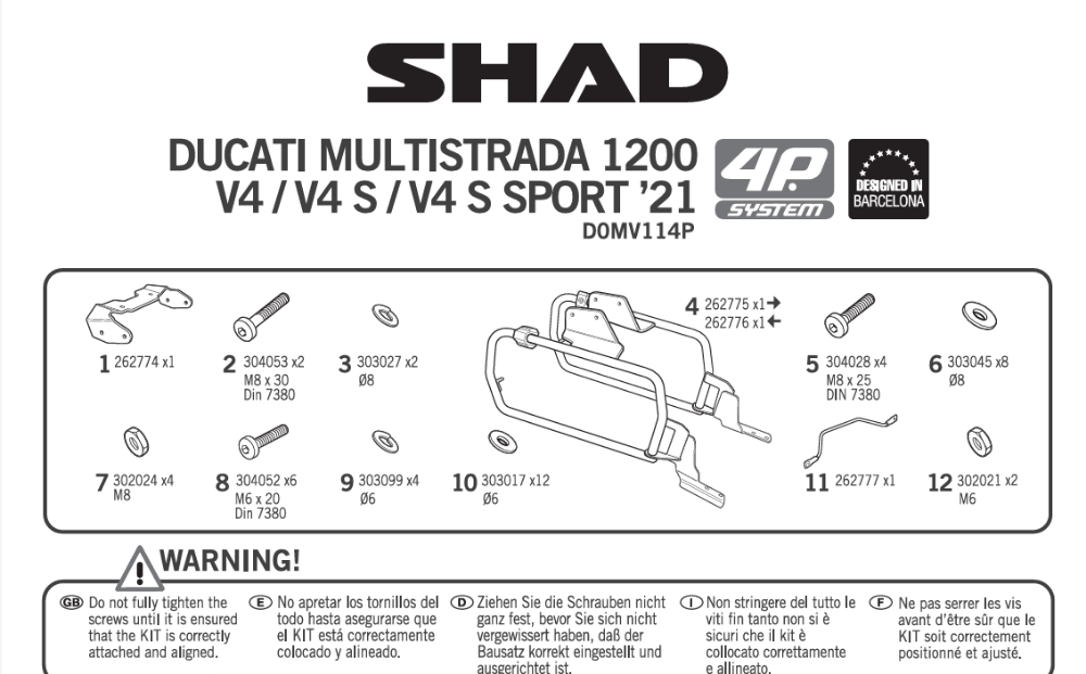 Immagine di 4P SYSTEM ATTACCO LATERALE DUCATI MULTISTRADA V4 S1200