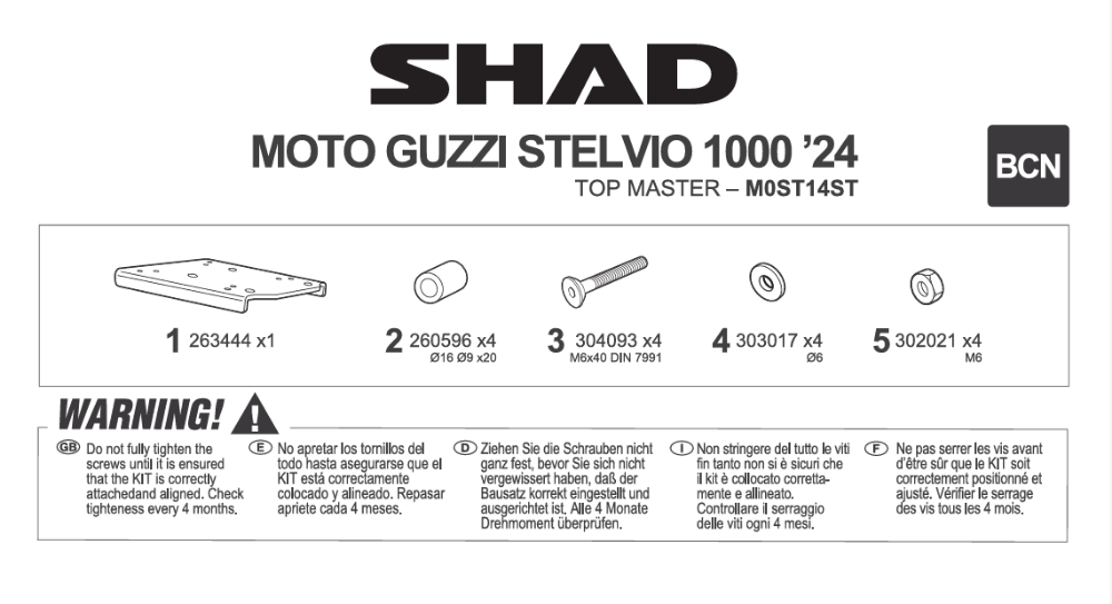 Immagine di ATTACCO PER BAULETTO POSTERIORE MOTO GUZZI STELVIO 1000